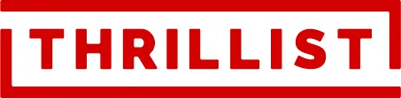 A red and white logo with the word thrillist on it.